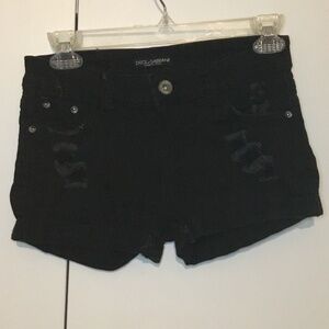 Black stretch denim Dolce and Gabbana Distressed Shorts - Size US 2/4